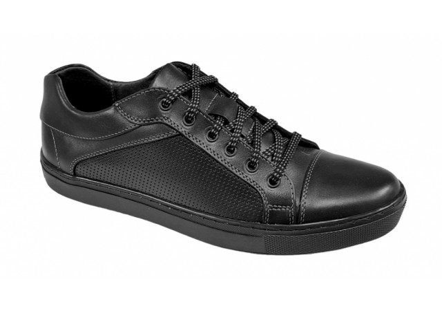 Pantofi barbati sport din piele naturala, Negru, CIUCALETI SHOES